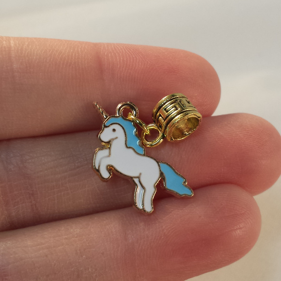 Gold Plated Blue Unicorn Horse Bracelet Necklace Charm Pendant Party Gift - Picture 1 of 2